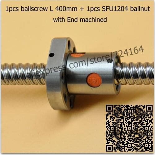 End machined RM1204 Ballscrew 1pc ballscrew L 400mm + 1pc SFU1204 ballnut for CNC Route machine