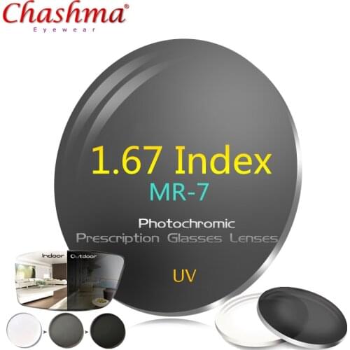 CHASHMA 1.67 Index MR-7 Glasses Photochromic Lenses Prescription Eyeglass Lenses UV Glasses Photochromic Sunglasses Lenses