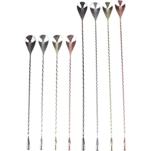 Stir Spoon Stainless Steel Mixing Cocktail Spoon Spiral Pattern Bartender Tools Bar Teadrop Spoon 30/40cm Bar Tool