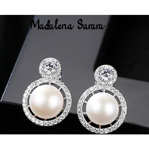 MADALENA SARARA Freshwater Pearl S925 earrings AAA Cubic Zirconia earrings Korean Style