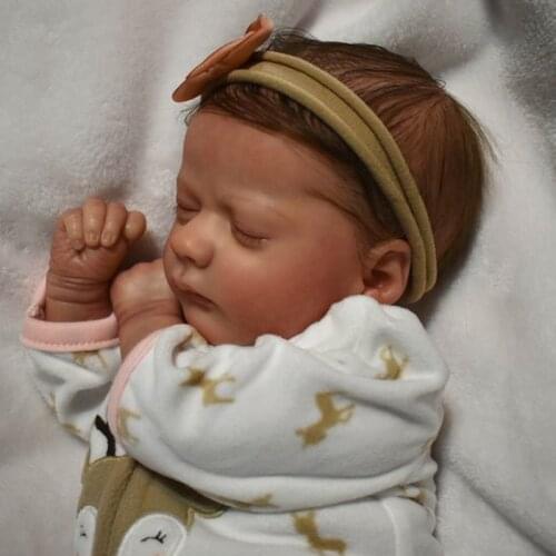 Miaio Bebe Reborn Baby Vinyl Doll Kit 17 Inches Ashley Sleeping Unpainted Unfinished Doll Parts DIY Blank Reborn Doll Kit