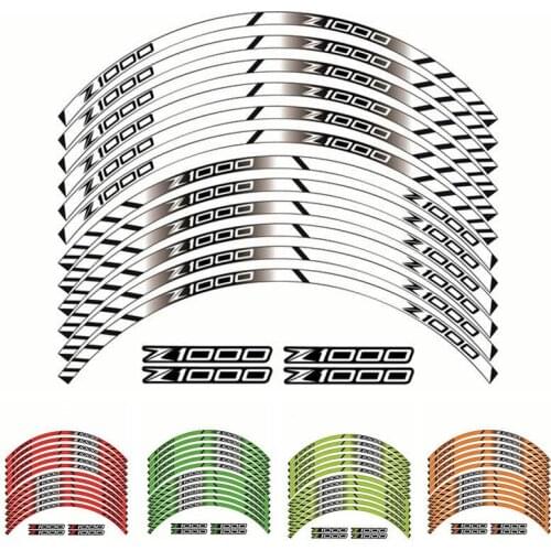 Motorcycle Wheel Decals Stickers Set Rim Stripes Laminated For Kawasaki Z1000