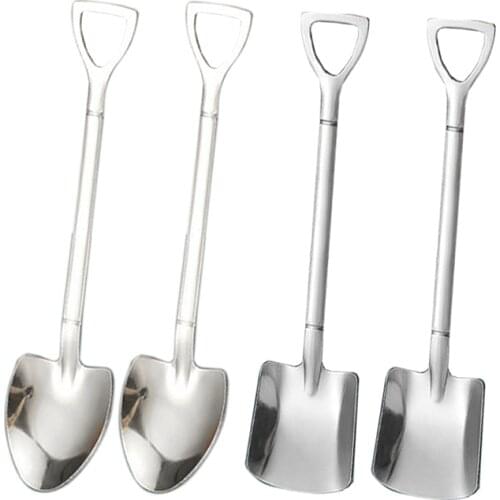 New Creative Spoon tea-spoon Fashion Tableware Coffee Spoon Cutlery Set Stainless Steel Retro Iron Shovel Ice Cream Spoon Scoop