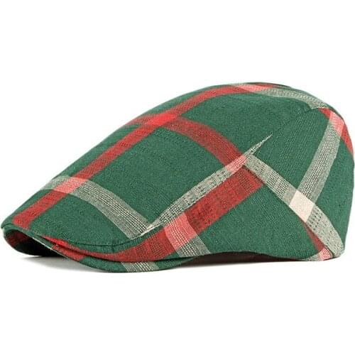 2021high Quality Spring and Summer Breathable Thin Ladies Beret Hat British Style Classic Retro Plaid Cap Mens Forward Hat