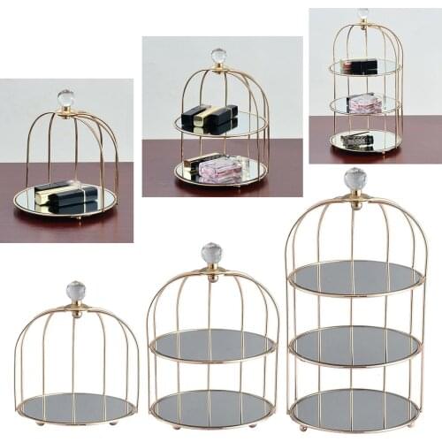 Cosmetic Storage Gold Makeup Organizer Shelf Bathroom Counter Dresser Shelves