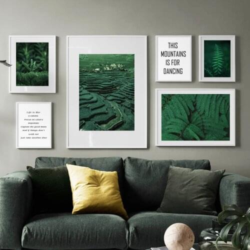 Natural Scenery Terraces Leaf Plant Quote Nordic Posters And Prints Wall Art Canvas Painting Wall Pictures For Living Room Decor