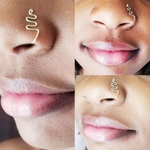 1pcs Fake Nose Ring Hoop Helix Fake Piercing Nose Cuff Nostril Piercing Earrings Clip Ear Jewelry