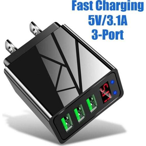3 Port Fast Quick Charging Wall Charger QC 3.0 USB Hub Power Adapter Portable Travel Charger US Plug Mobile Phone Accessories