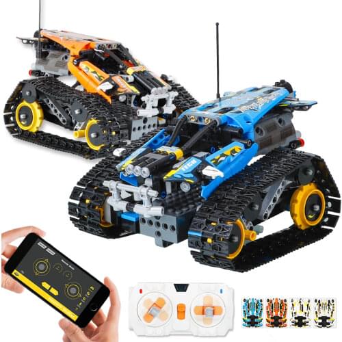APP RC Stunt Tracked Vehicle Cars 2.4Ghz Remote Control Car Model DIY Building Blocks Toys for Kids Creative Gift