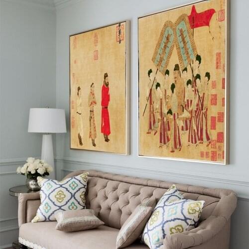 Traditional Chinese painting masterpiece reproduction canvas prints art Emperor Taizong Receiving the Tibetan Envoy by Yan Liben