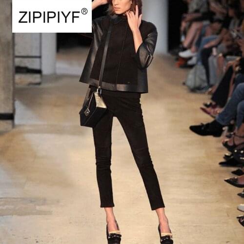 High Quality 2018 autumn fashion women two piece sets long sleeve turn down collar coat+ ankle-length pencil slim pants C1678