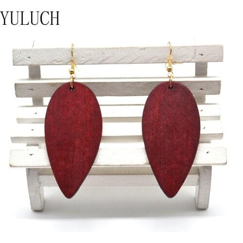 YULUCH Handmade Wood Earrings 2017 New Design Alloy Ear Hooks Womans Earrings African Style Bend on Both Sides 2 Colors Jewelry