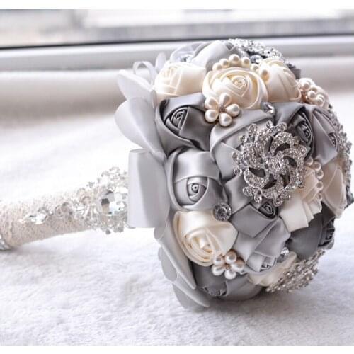 Wedding Bouquet Crystal Beaded Brooch Bouquet de mariage Bridal Bouquets Pearl Flowers buque de noiva