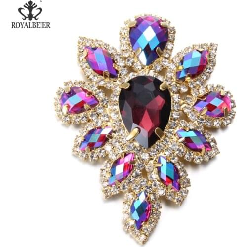 1pcs/lot New Big Flower Shape 5.5-6cm Length Colorful Rhinestone AlloyFor 18/20mm Snap Charms Button Necklace Jewelry KZ0984