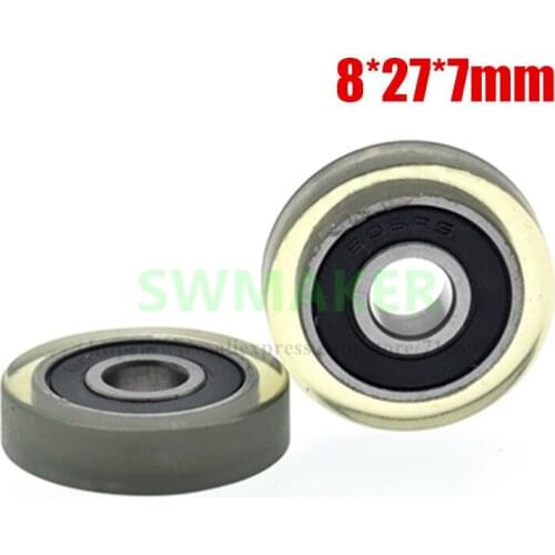 10pcs 8*28*7mm 608 rubber-coated bearing pulley, PU flexible rubber, conveyor belt, bearing roller