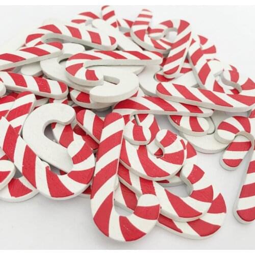 50x Candy Cane Walking Stick Wooden Shapes Ornament for for Kids Craft Christmas Wedding Party Decoration Table ScatterDIY