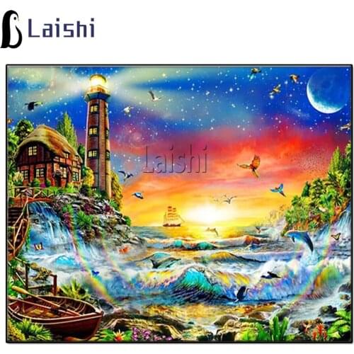 5d Diamond Painting Cartoons Landscape Lighthouse Diamond Embroidery Animal Moon Cross Stitch Full drill Mosaic Handicraft