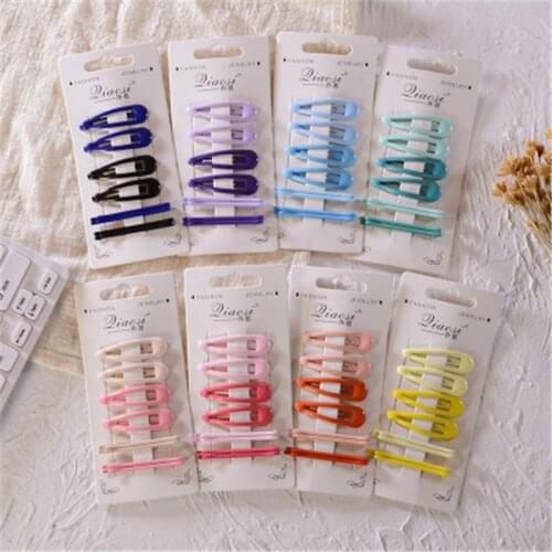 6 PCS New Lovely Candy Color Raindrop Type Metal Girls Hairpins One Word Hair Clip Kids Headwear Children Accessories BB Clips