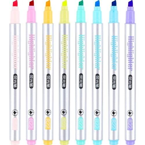 8pcs/set Single head Highlighters Candy color 8 colors Drawing Marker pens Promotional Gift Stationery
