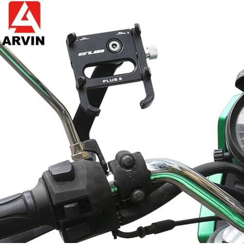 Aluminum Rearview Motorcycle Phone Holder Adjustable Universal Bicycle Mobile Phone GPS Mount Handlebar Clip Stand For iPhone