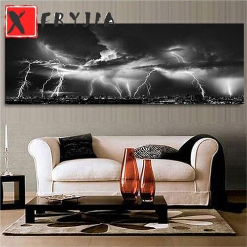 Large 5D Diy Diamond Painting Black Clouds and Lightning Thunder Diamond Embroidery Full Square Round diamond home Decoration