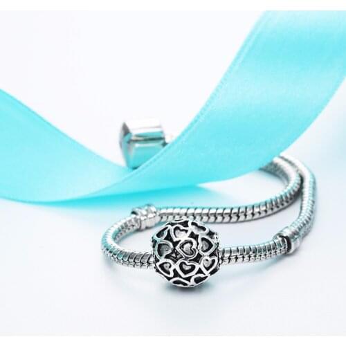 Chandler 5PCS/lot Tibetal Silver Plated Love Heart Bead For Making Bracetlet Bangle Female Mother DIY Homme DIY European Jewelry