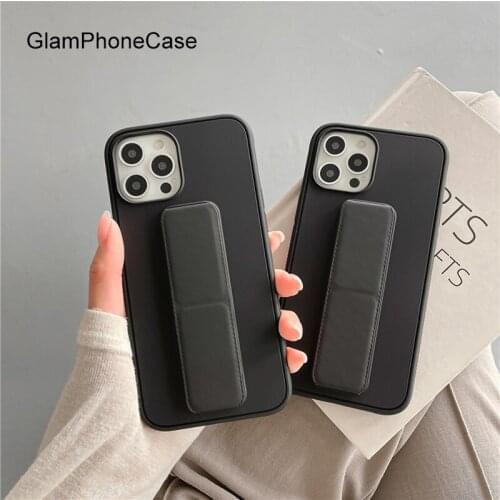 GlamPhoneCase Black bracket Phone Case For iPhone12Pro/max 11Pro/Max XS Max XR Soft Silicone Cover For iPhone11 7 8Plus Case