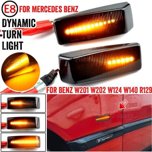 Dynamic LED Side Marker Lights Car Turn Signal Repeater Lamp For Mercedes-Benz W201 190 W202 W124 W140 R129 SL-CLASS