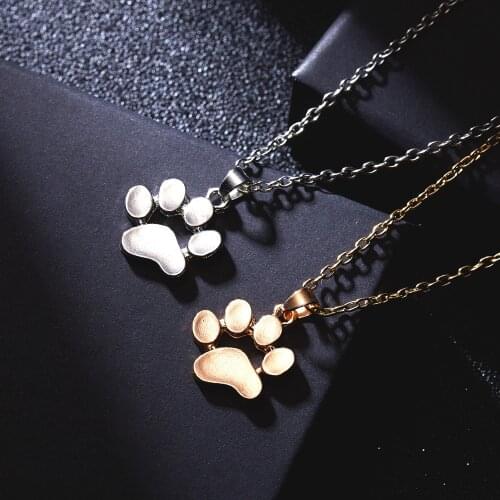 Long Pendant Necklace Cute Cat Paw Foot Necklace For Women Jewelry Animal Necklaces Pendants Charms Jewellery Footprints Chain
