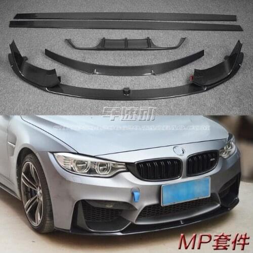 Carbon Fiber Car Spoiler Bumper Front Lip +Rear Bumper Lip Diffuser Side skirts Protector For BMW M3 M4 F80 F82 F83 2014-2017