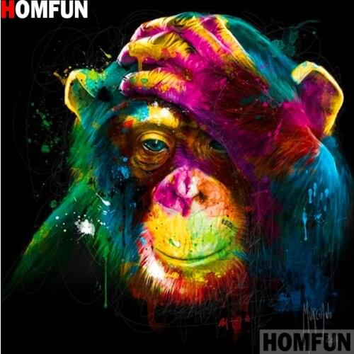 HOMFUN 5D DIY Full Diamond Embroidery "Animal orangutan" Diamond Painting Cross Stitch Rhinestone Home Decoration A19860