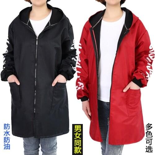 Zipper long-sleeved apron overalls blouse plus velvet apron waterproof adult warm winter thick fashion outerwear