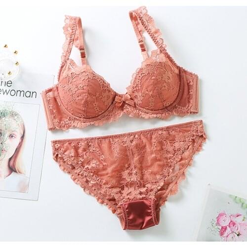 Sexy Mesh Lace Thin Cup Bra and Panties Set with Stones Push Up Lacy Underwear Women Lingerie White Black Red