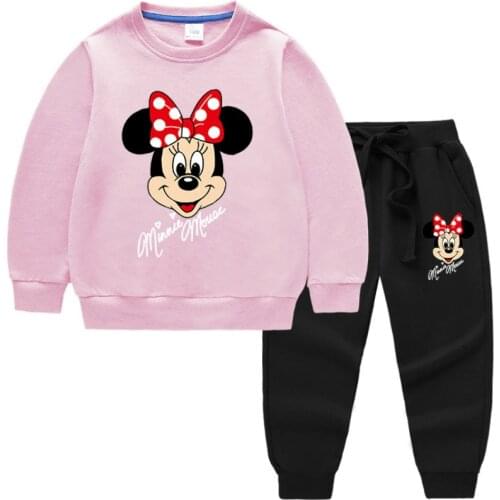 Kids Clothing Sets 3-8year 2020 Spring and Autumn New Childrens Wear Trousers Two Sets of Minnie Cotton Long Sleeve Suit