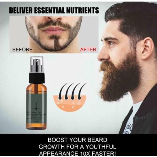 30ml Beard Growth Oil Serum Spray For Fast Growing Beard Mustache Facial Hair Groom Beard Growth Oil Men Facial Beard Care