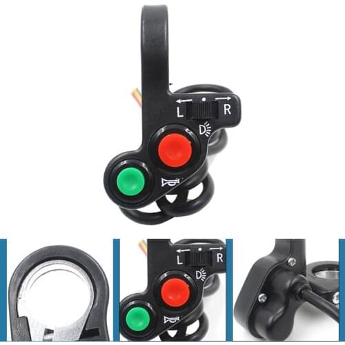 Multi-function Motorcycle Offroad Horn Turn Signal Light Switch On/Off w/ Red Green Button 12V Moto Handlebar Accessories