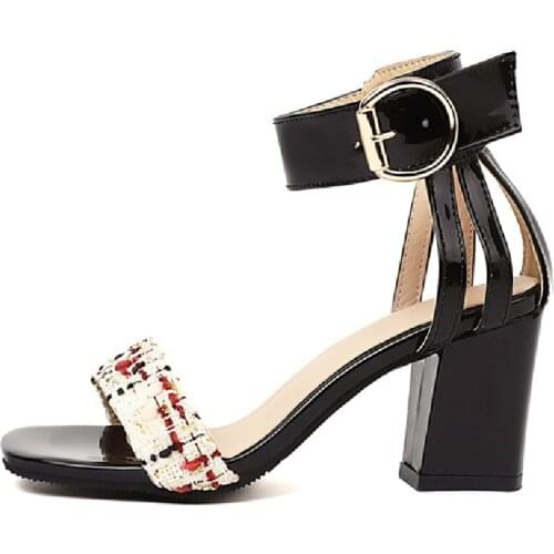 Fashion Womens Sandals High Heels Summer Shoes For Women Black Red Gladiator Sandals Ladies Party Wedding Shoes Large Size