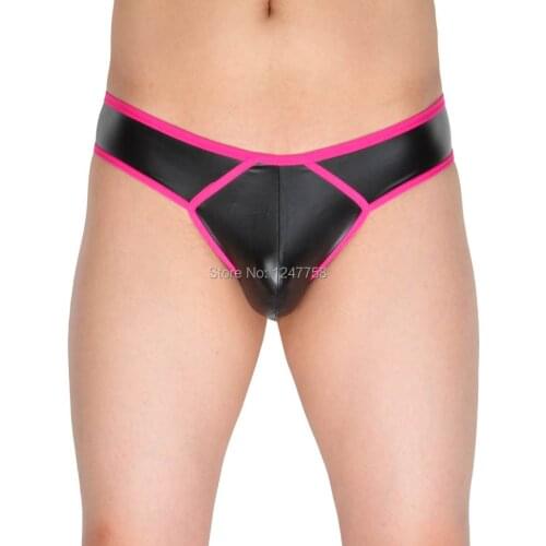 Men Lingerie Sexy Faux leather Thongs G-string Gay Men Underwear Mens Sexy Thongs Underwear Jockstrap Sissy Panties
