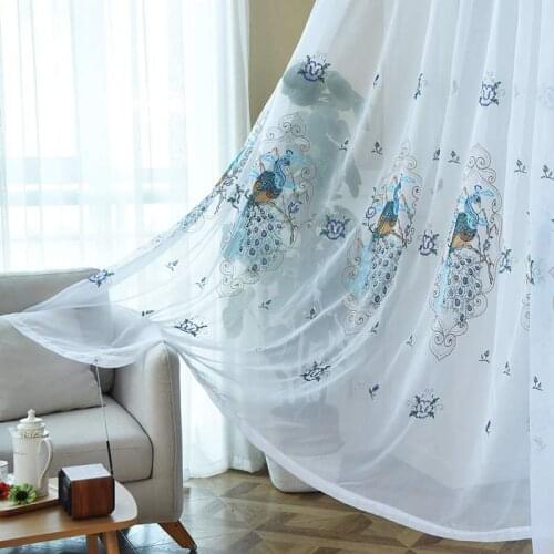 Phoenix Embroidered Curtain for Bedroom Luxury Classic Chinese Country Cotton Linen Peacock Tende wp433c