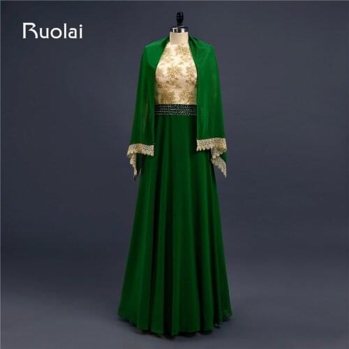 Popular Muslim Arabic Evening Dresses Long Sleeves High Neck A-Line Appliques Beaded Chiffon Long Prom Dresses with Hijab AF91