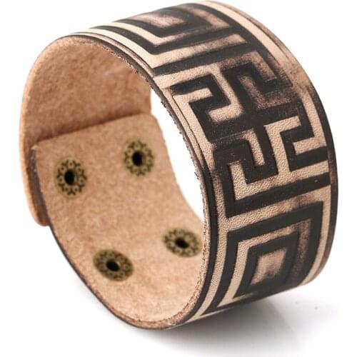 Punk Style Wide Leather Vintage Branded Leather Bracelet Men Woman Personality Leather Bracelet