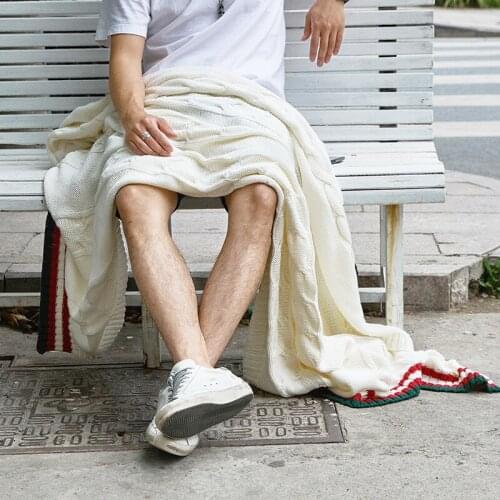 British Style Knitted Wool Blanket Cotton Acrylic Blend Solid Color Air Conditioning Blankets Weave Sofa Cover Blanket Single