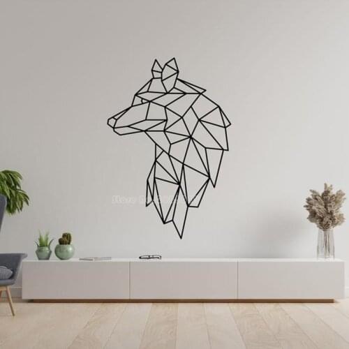 High Quality Modern Geometric Wolf Animal Vinyl Wall Decals For Kids Boys Bedroom Living Room Self Adhesive Wall Stickers LL2737