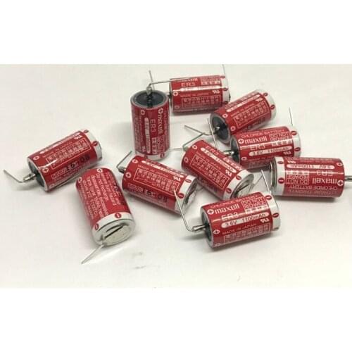 10pcs/lot New Genuine Maxell ER3 3.6V 1100MAH Horned PLC Battery Lithium Thionyl Chloride Batteries Made in Japan ER3/3.6V