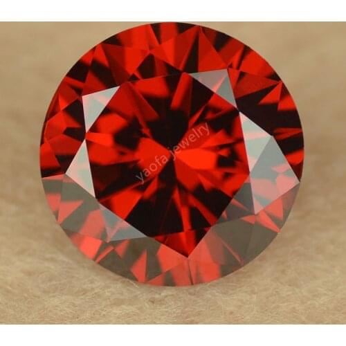 3~20mm Good Quality Round Brilliant Shape Middle Dark Garnet Red Cubic Zircon Gems Loose Synthetic CZ Stone For Jewelry