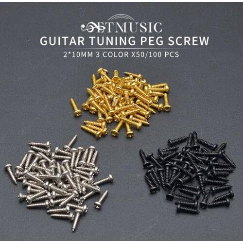 50/100pcs Acoustic Electric Guitar Tuning Pegs Screws / Bass Guitar Machine Heads Mounting Screws Black/Gold/Chrome