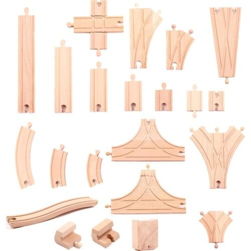 Wooden Scene track accessories Bridge A X Rail / Y rail / double crossing track fit for Brio Wooden Train Boy/ Kids Toy