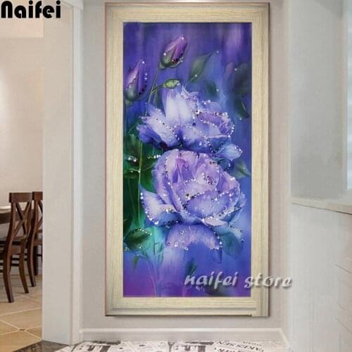 Big size Blue rose 5d Diamond Painting Full Drill Flowers Diamond Embroidery Wall Art Handmade Decorations For Home