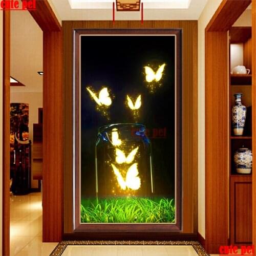 Large cute pet Beautiful glowing butterfly DIY Mosaic Diamond Painting wallpaper Cross stitch Diamond 5d Embroidery puzzle Decor