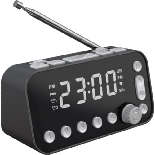 Digital Alarm Clock DAB FM Alarm Clock Radio, Dual USB Charging Port LCD Display Backlight Adjustable Alarm